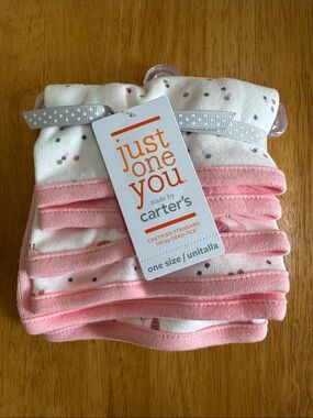 NWT Baby Carter’s Just One You Washcloths  6 pack Dots, Solid Pink, Owl Print